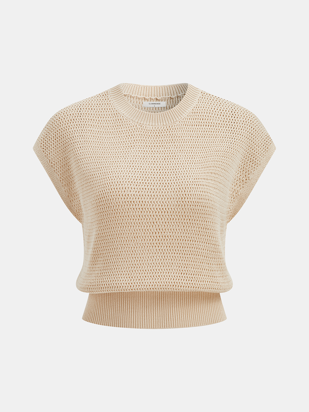 Open-Knit Cap Sleeve Sweater Top
