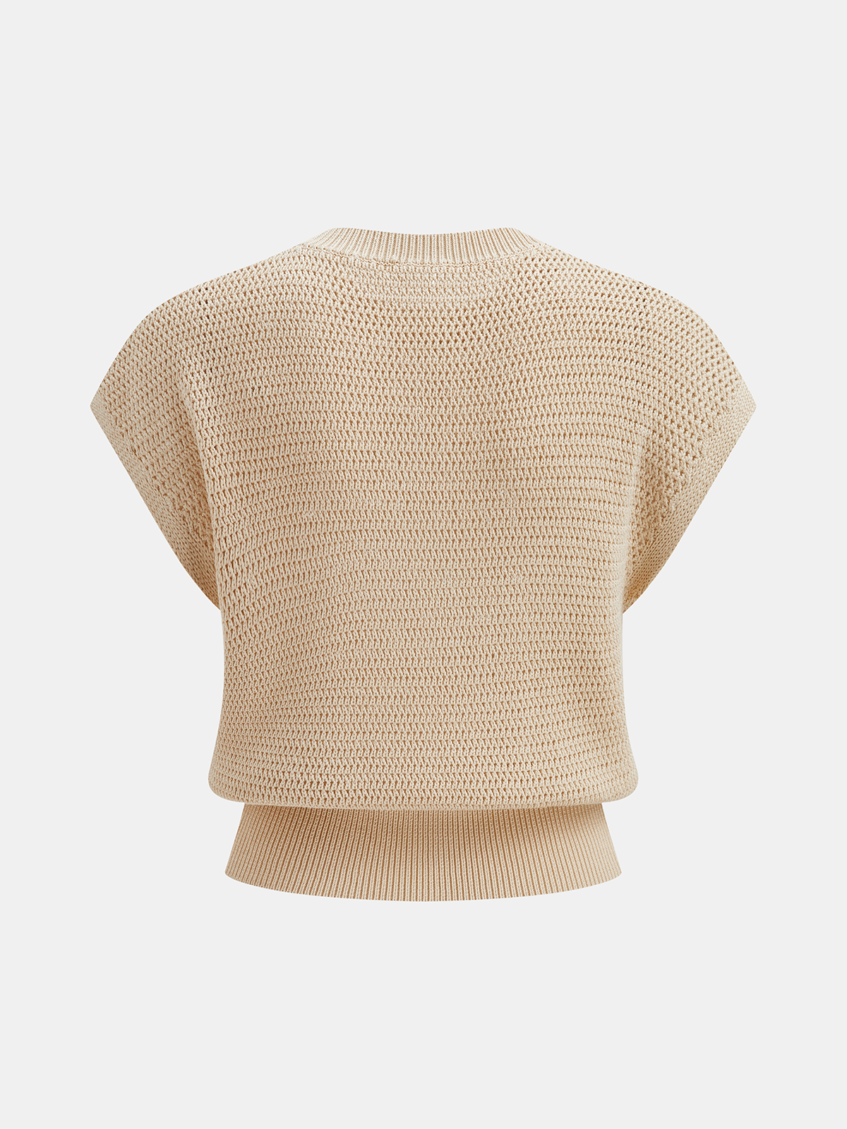 Open-Knit Cap Sleeve Sweater Top