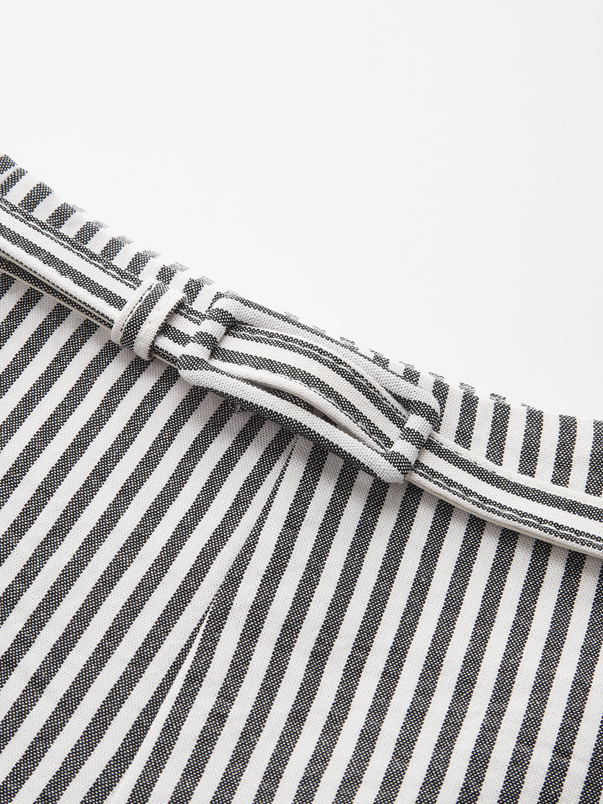 Belted Striped Wide-Leg Pants