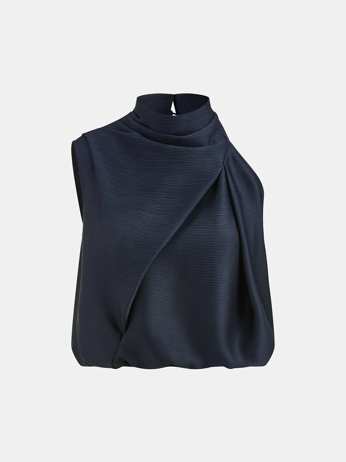 Satin Draped High Neck Sleeveless Top
