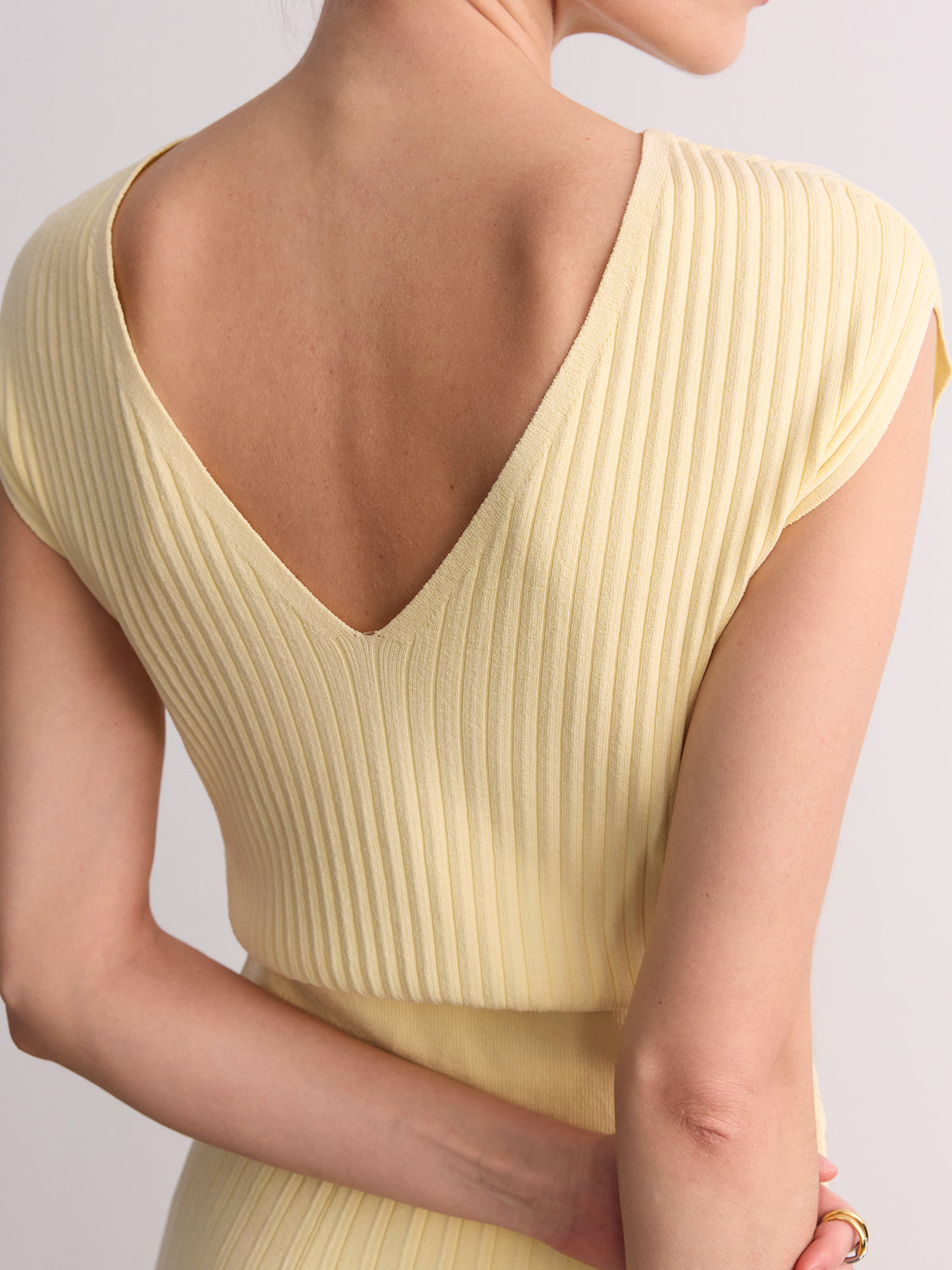 Cap Sleeve Ribbed Knit Top