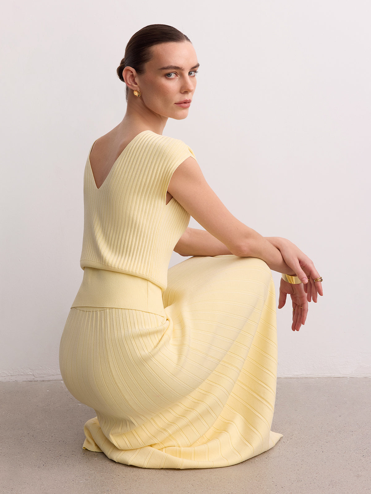 Cap Sleeve Ribbed Knit Top