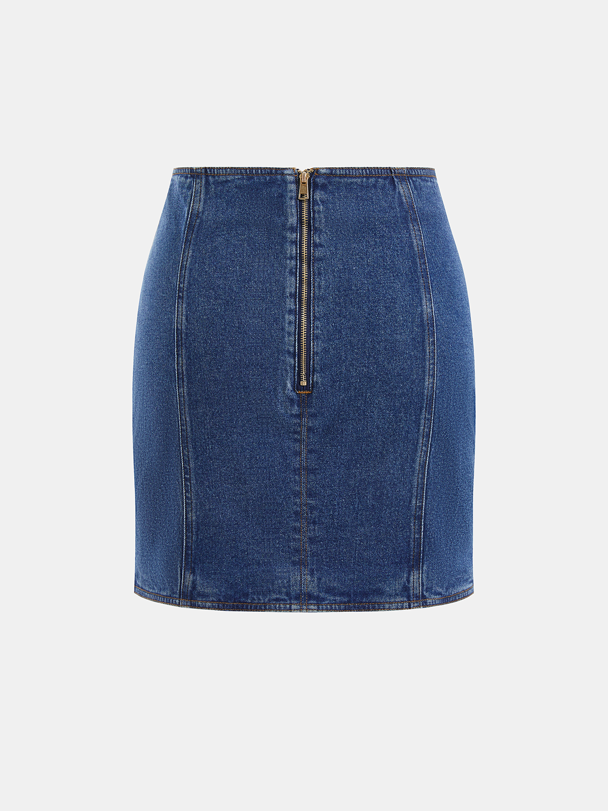 Buckle Detail Asymmetrical Denim Mini Skirt