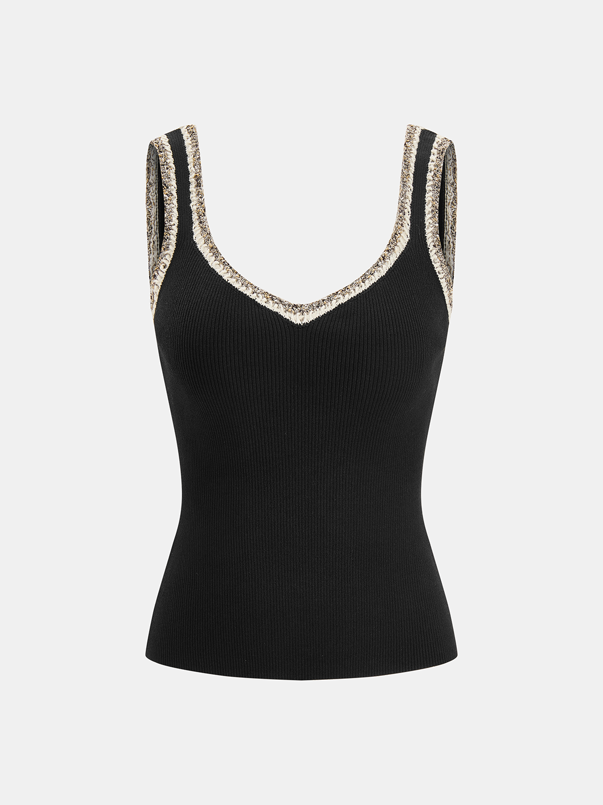 Contrast Trim Ribbed Knit Tank Top