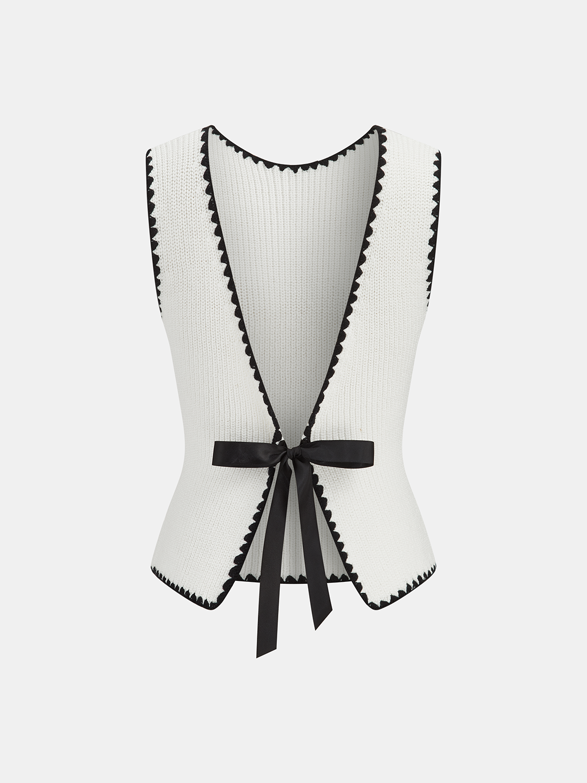 Scalloped Trim Tie-Back Sweater Vest