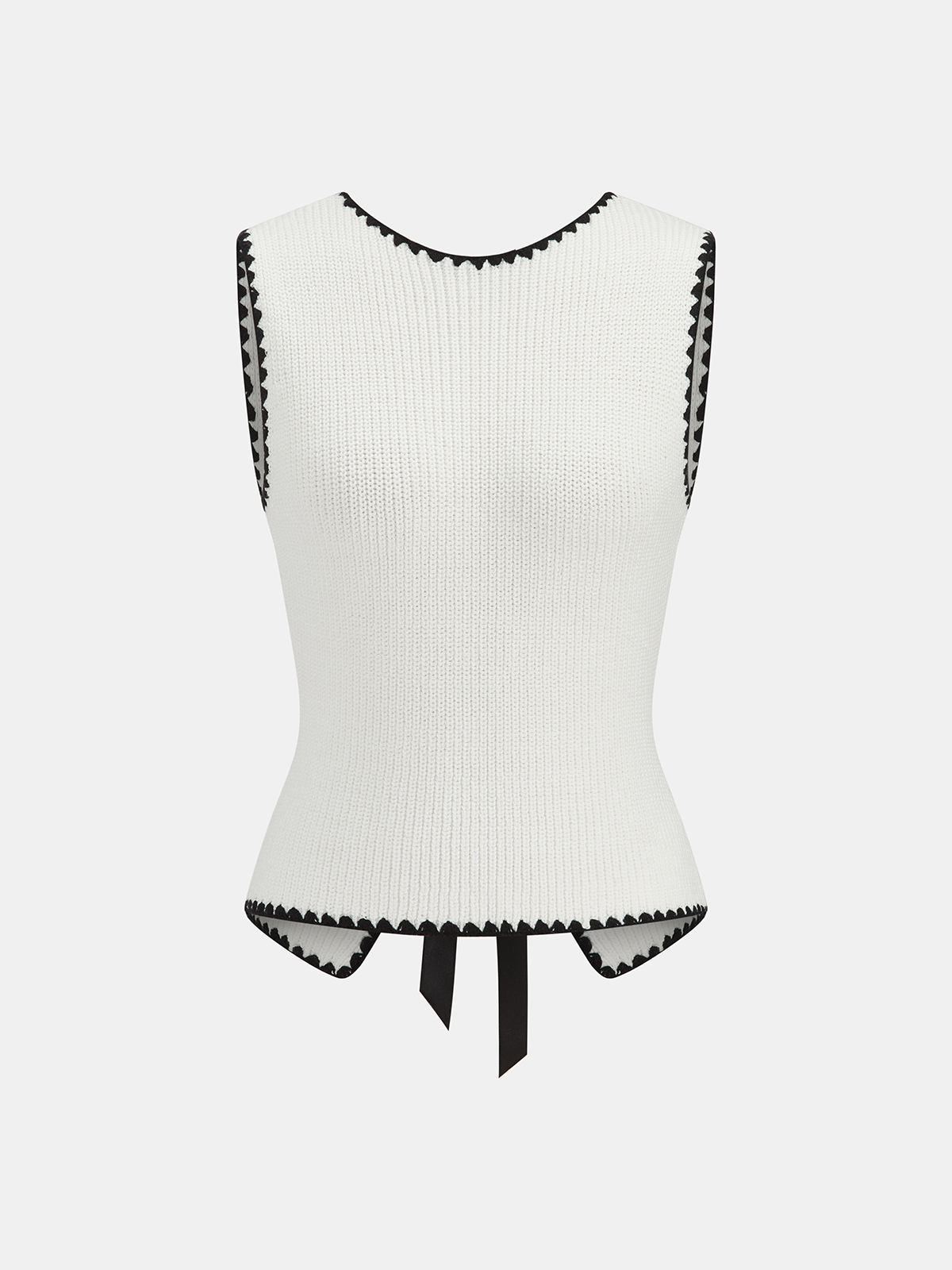 Scalloped Trim Tie-Back Sweater Vest