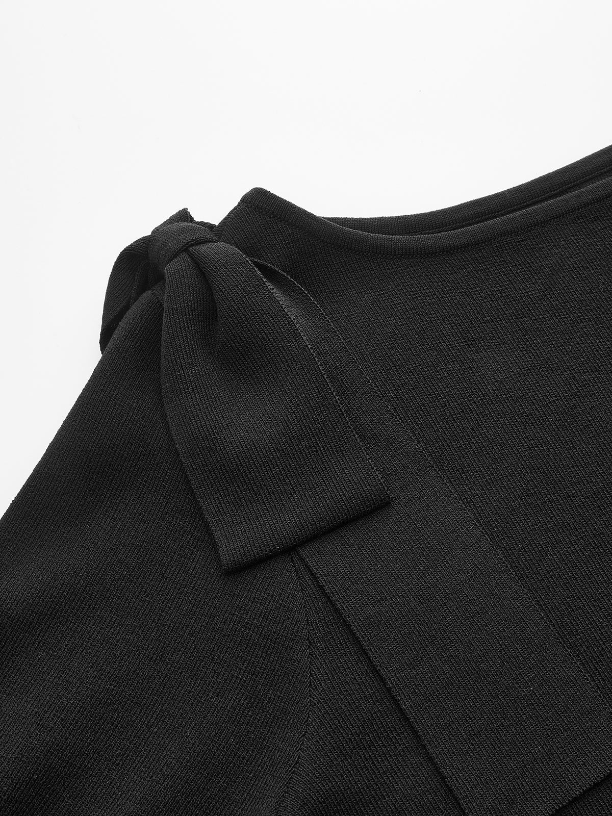Bow Shoulder Short Sleeve Knit Sweater