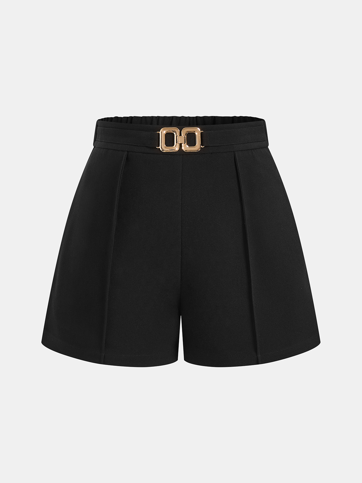 Mid Waist Metal Buckle A-Line Shorts