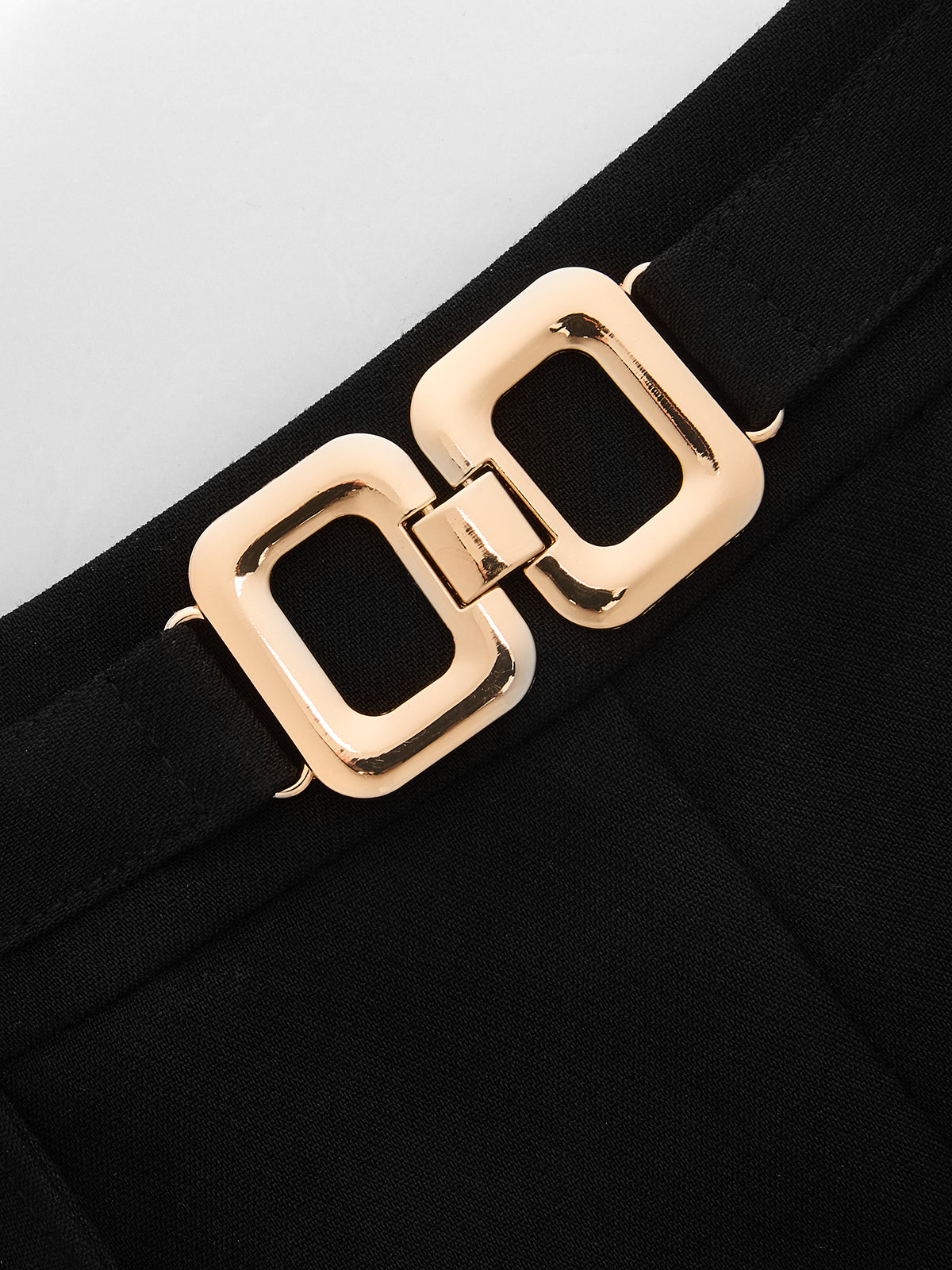 Mid Waist Metal Buckle A-Line Shorts
