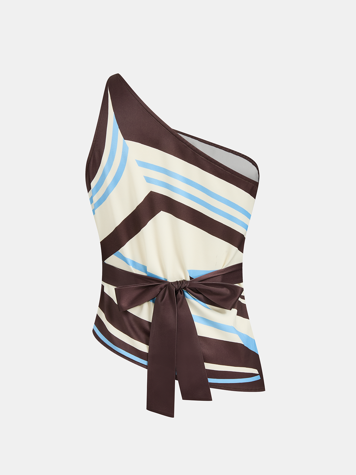 Printed One Shoulder Satin Top & Pants Set