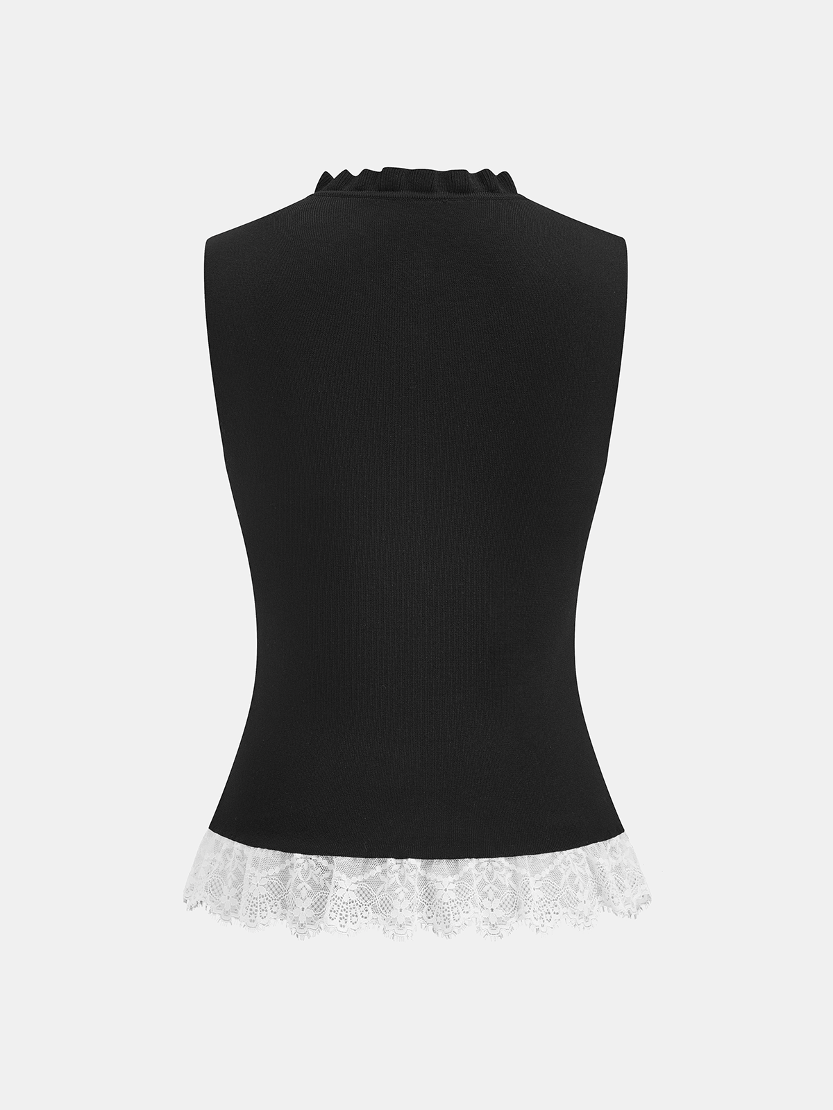 Lace Trim Button Front Knit Vest