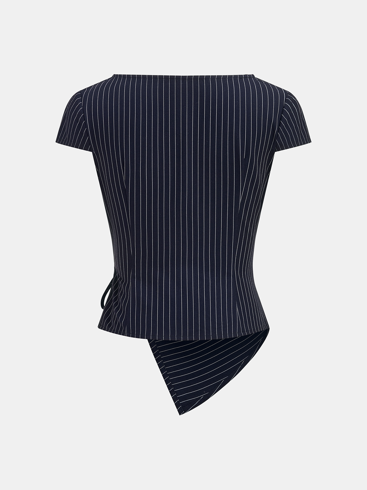 Pinstripe Wrap Tie Top & Wide-Leg Pants Set
