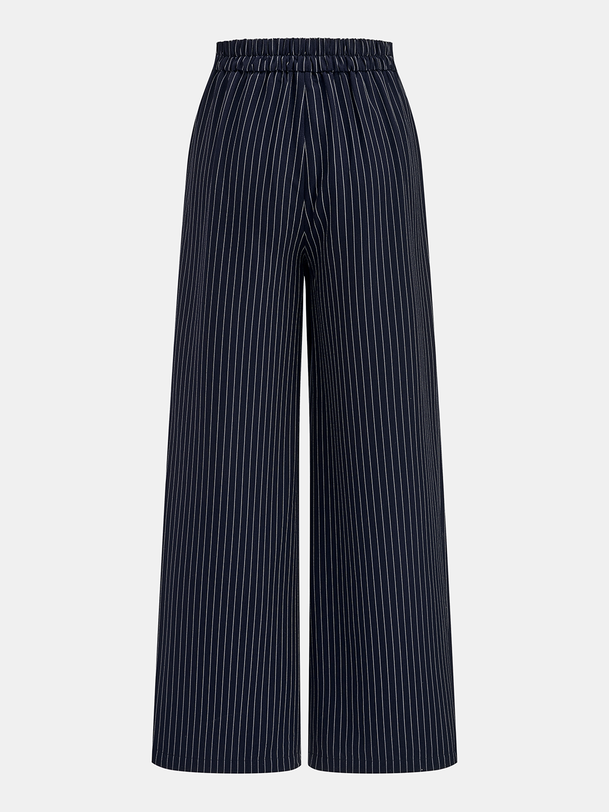 Pinstripe Wrap Tie Top & Wide-Leg Pants Set