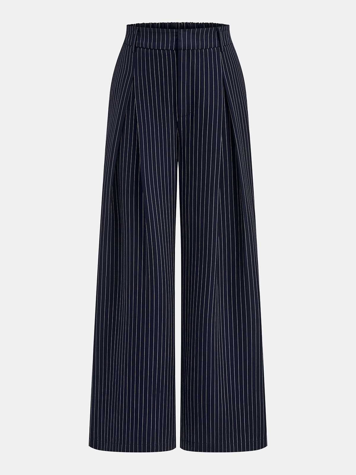 Pinstripe Wrap Tie Top & Wide-Leg Pants Set