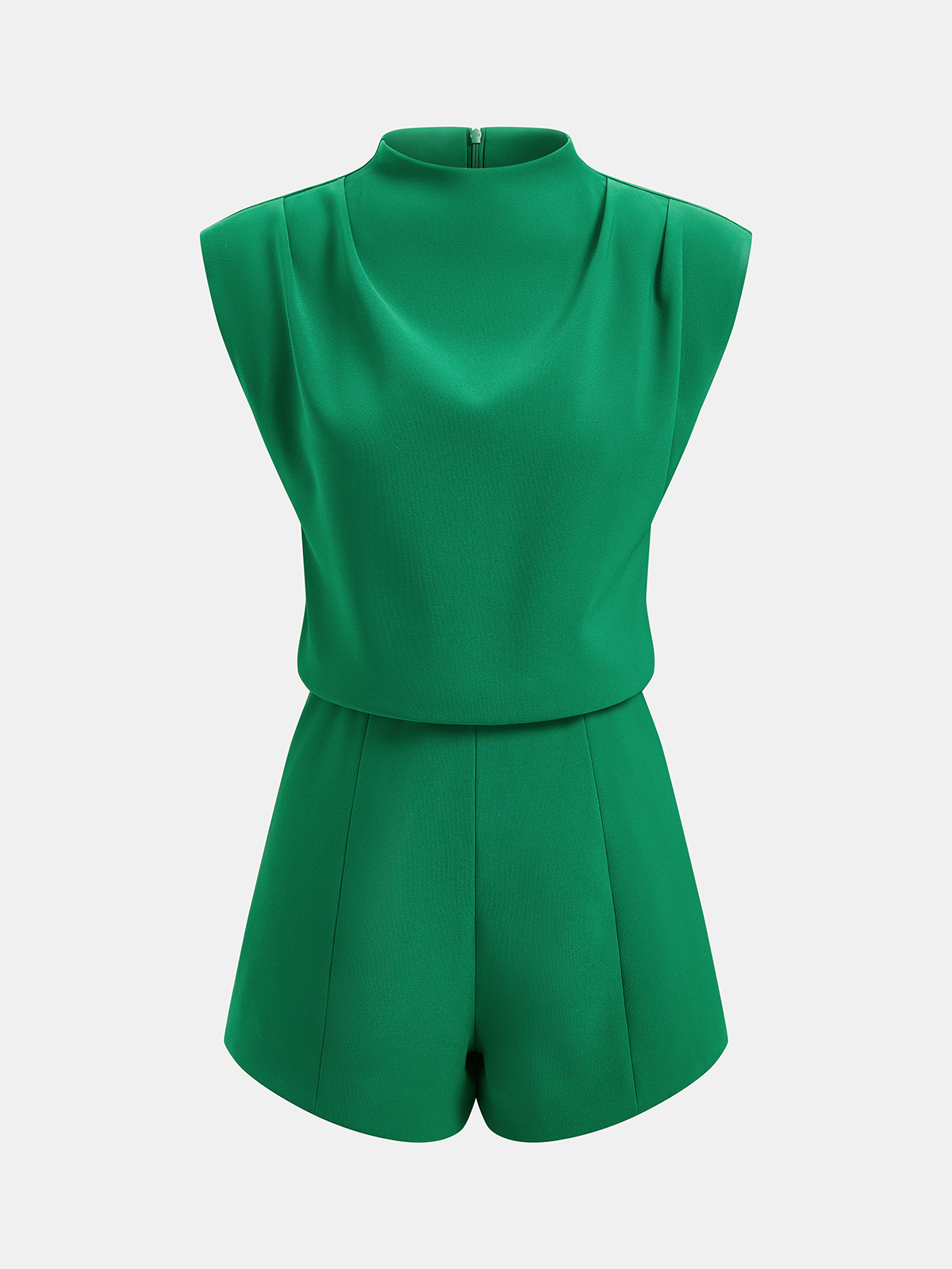 Draped Sleeveless Mock Neck Romper