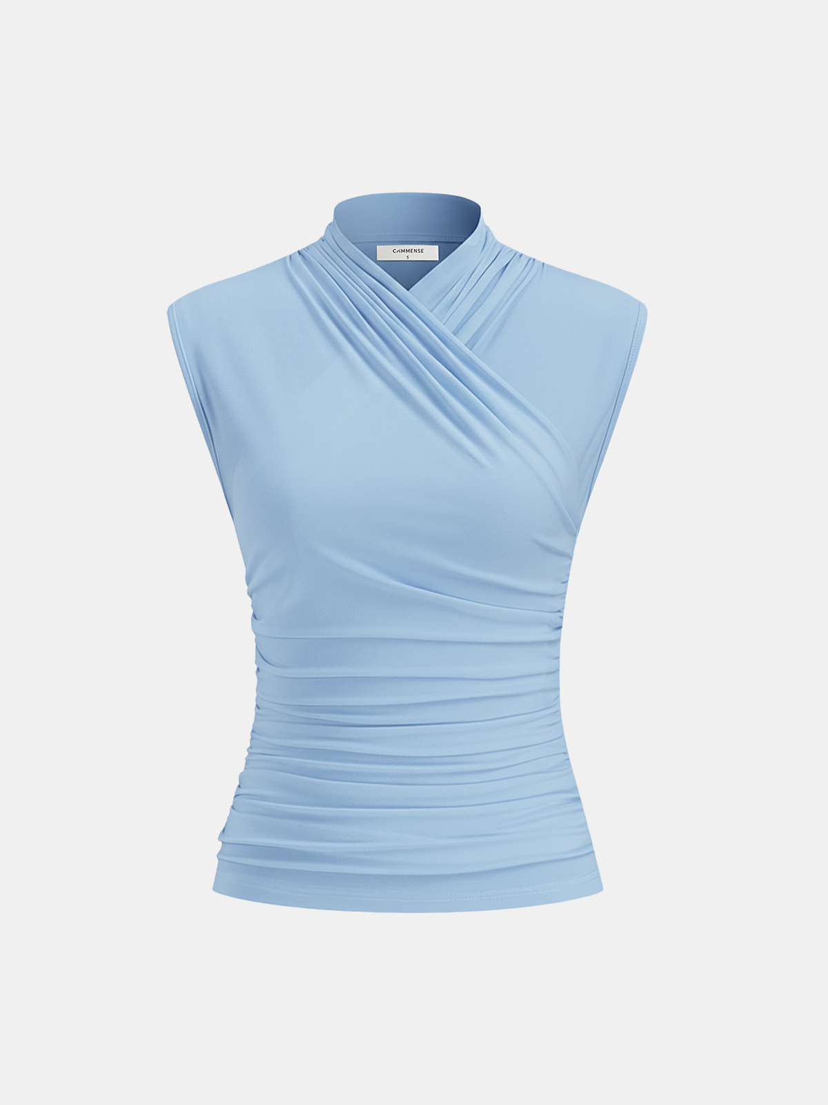 Cross Neck Ruched Fitted Tank Top