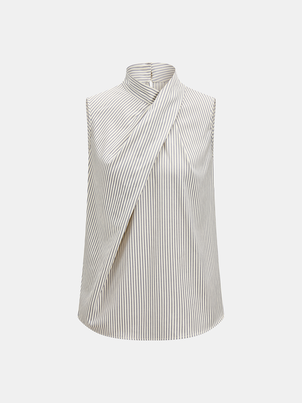 Sleeveless Striped High Neck Blouse