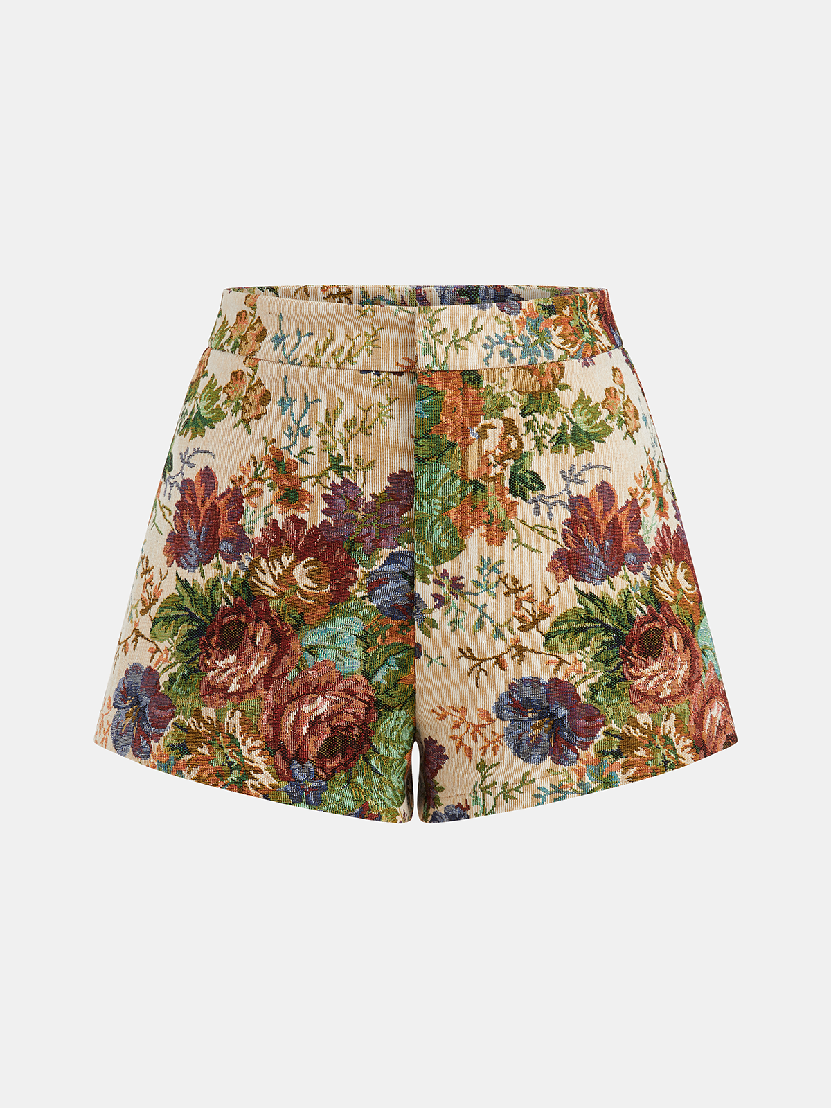 Floral Jacquard Mid-Waist Shorts