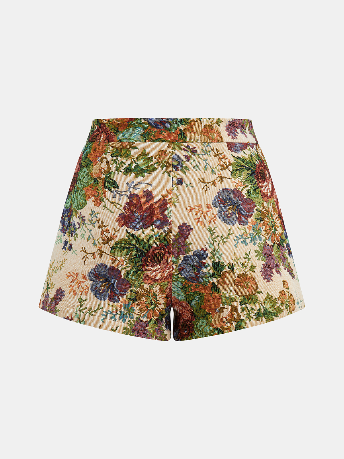 Floral Jacquard Mid-Waist Shorts