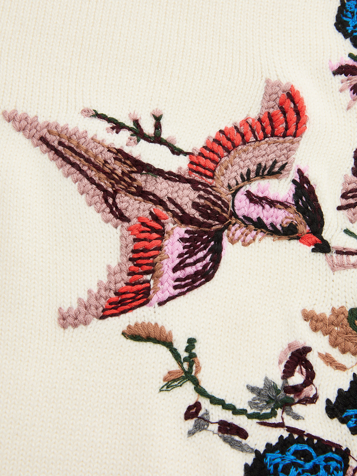 Embroidered Floral Bird Knit Vest