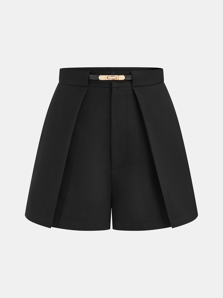 Mid-Waist Belted Casual Shorts