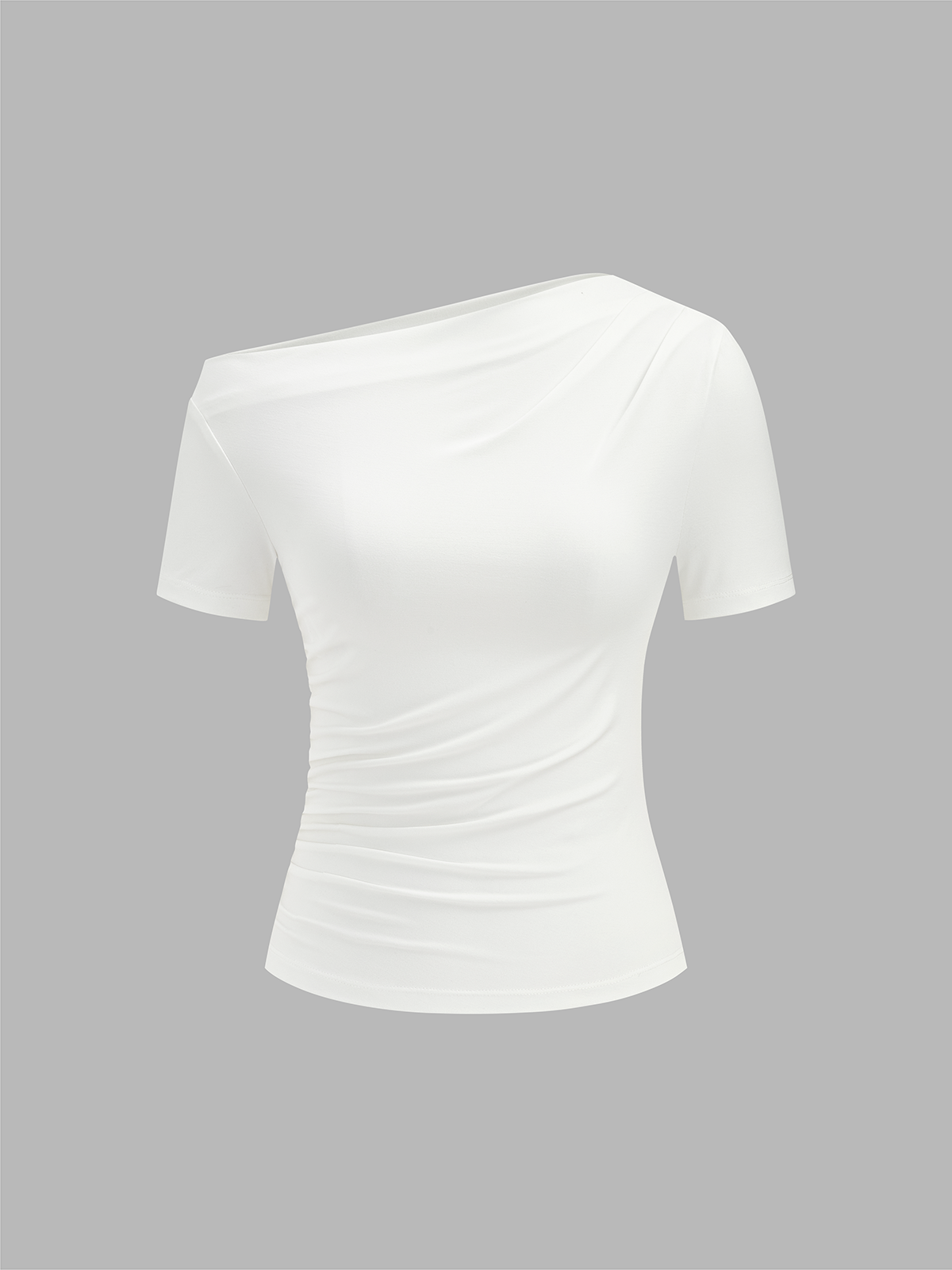Ruched Off Shoulder Slim Short Sleeve Top
