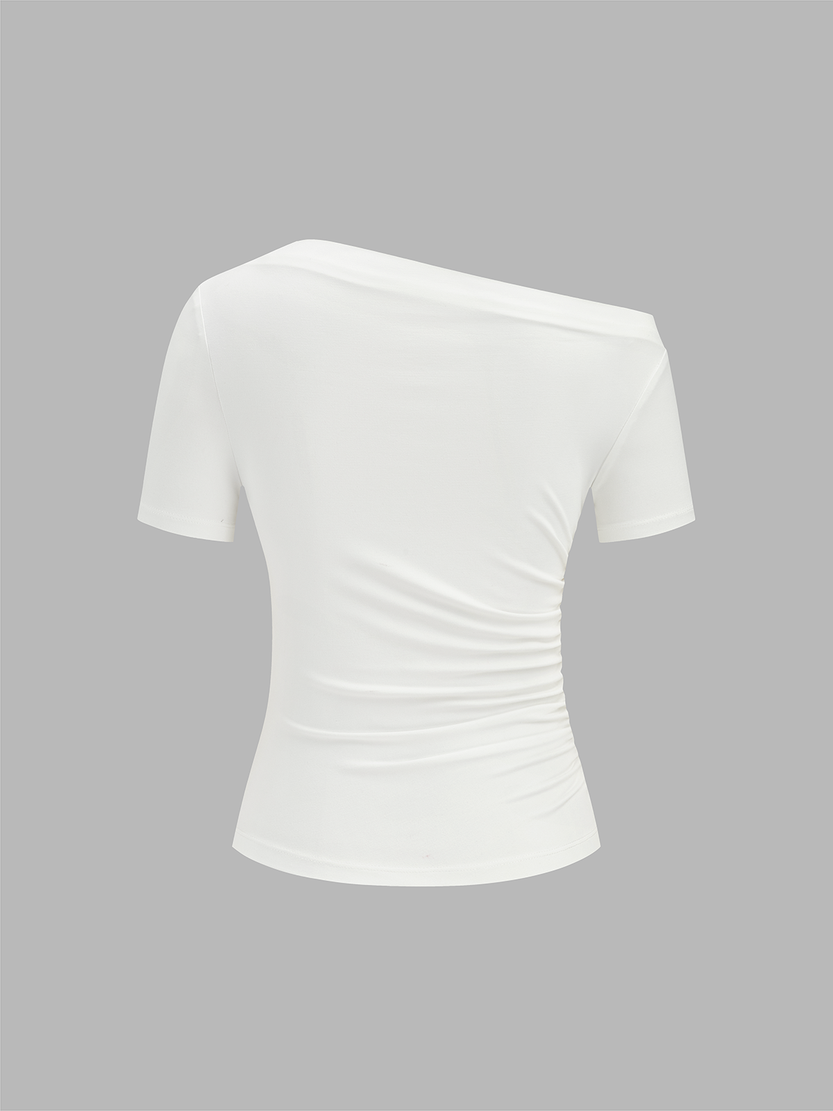 Ruched Off Shoulder Slim Short Sleeve Top