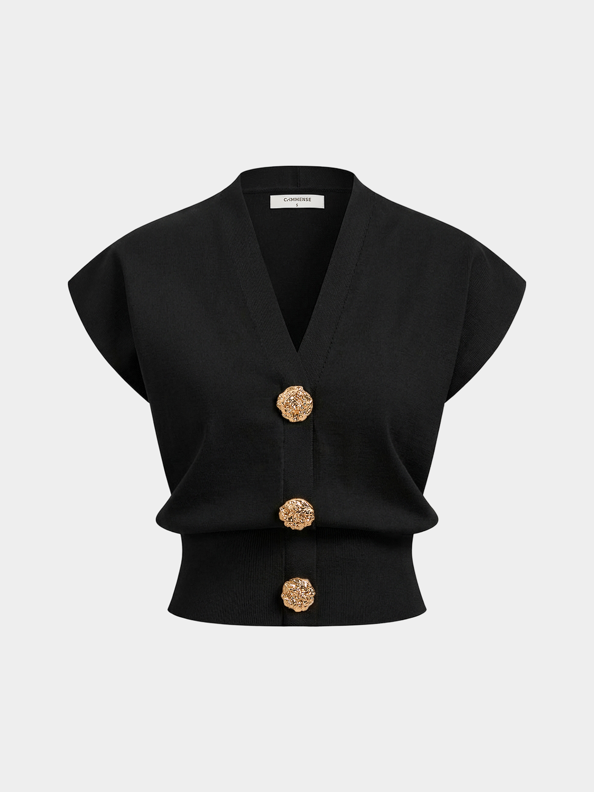 V-Neck Cap Sleeve Knit Top