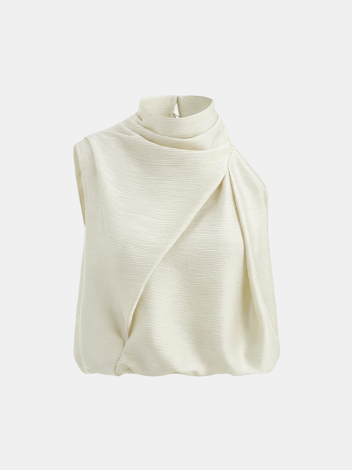 Satin Draped High Neck Sleeveless Top