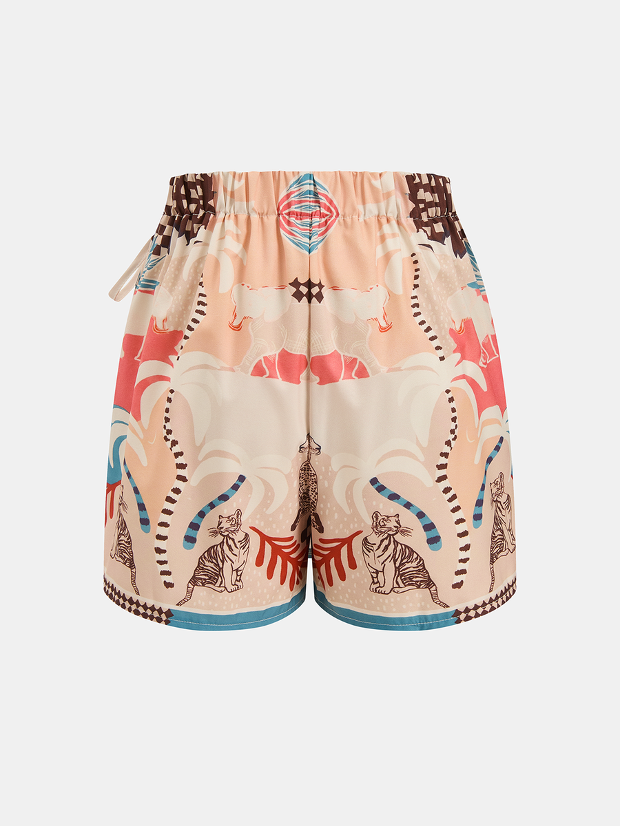 Animal Print Tie-Waist Wrap Skort