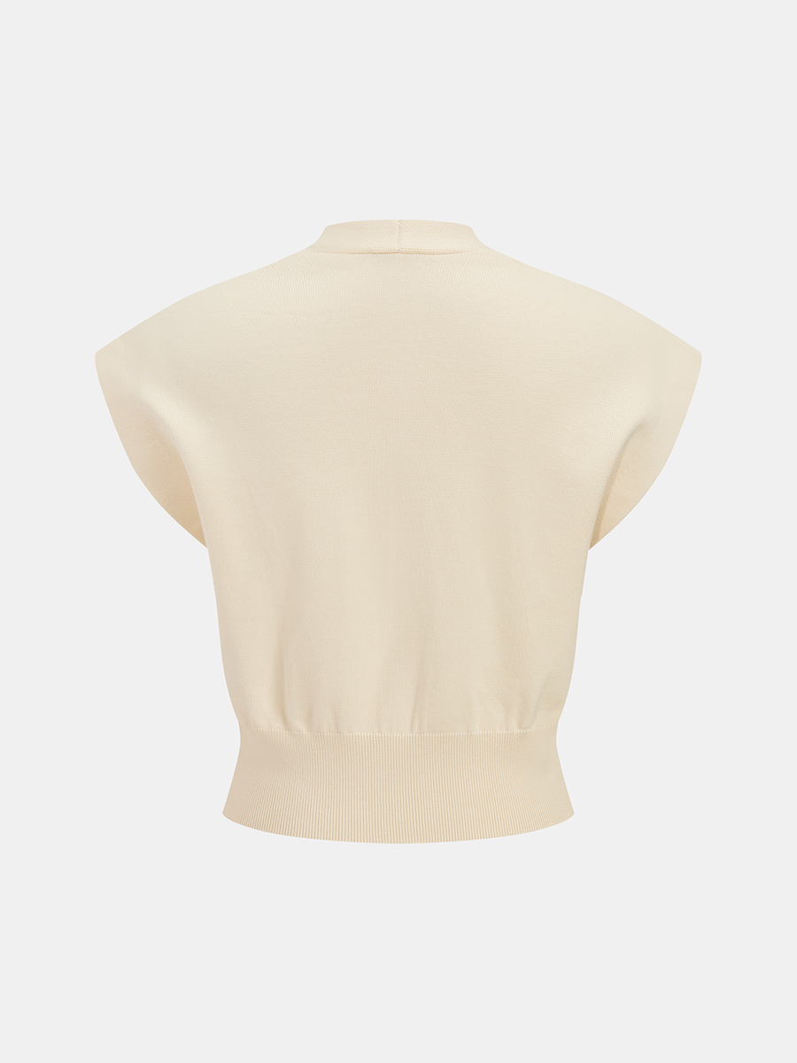 V-Neck Cap Sleeve Knit Top