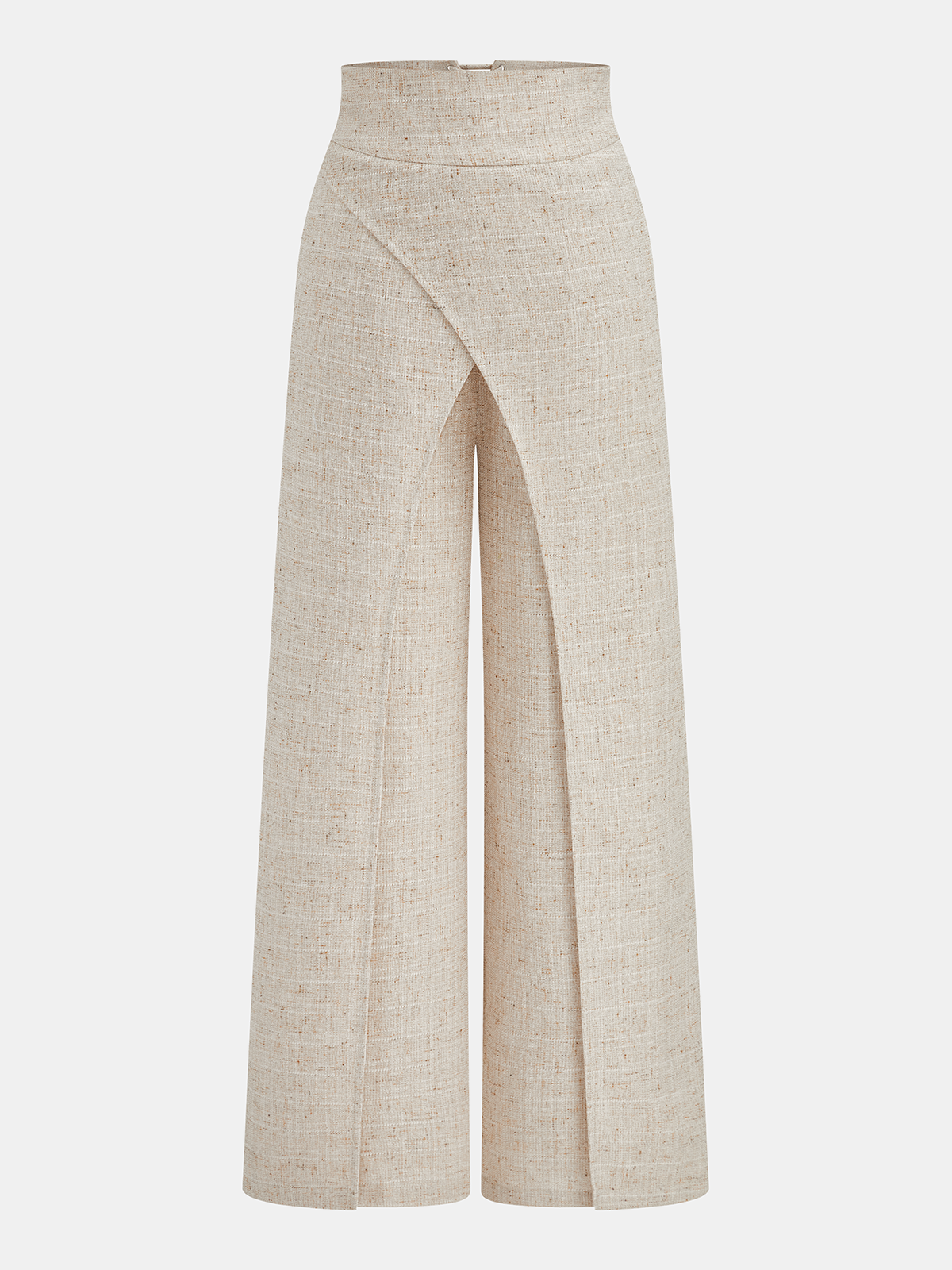 Textured Overlap Lace-Up Waist Wide Leg Pants