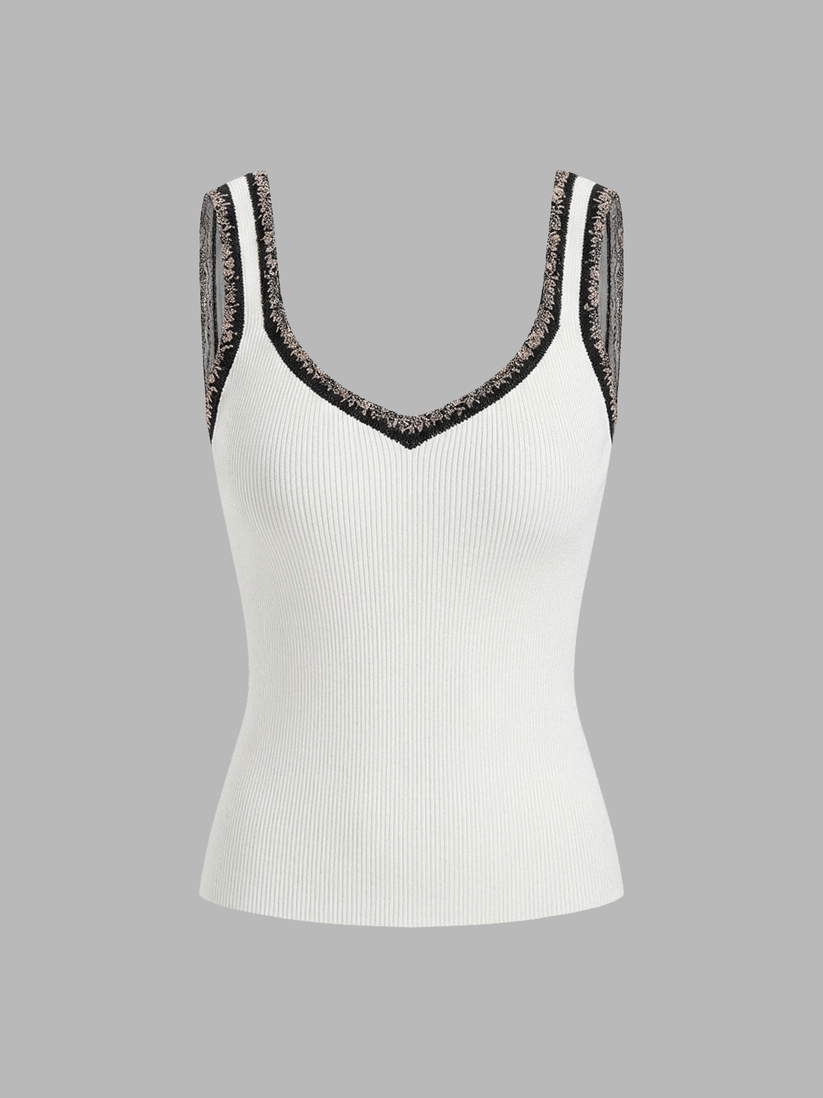 Contrast Trim Ribbed Knit Tank Top