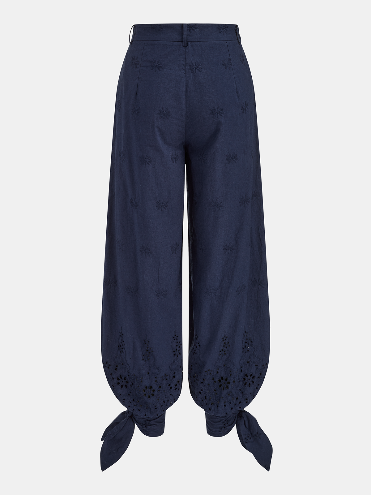 Eyelet Embroidery Top & Tie-Cuff Pants Set
