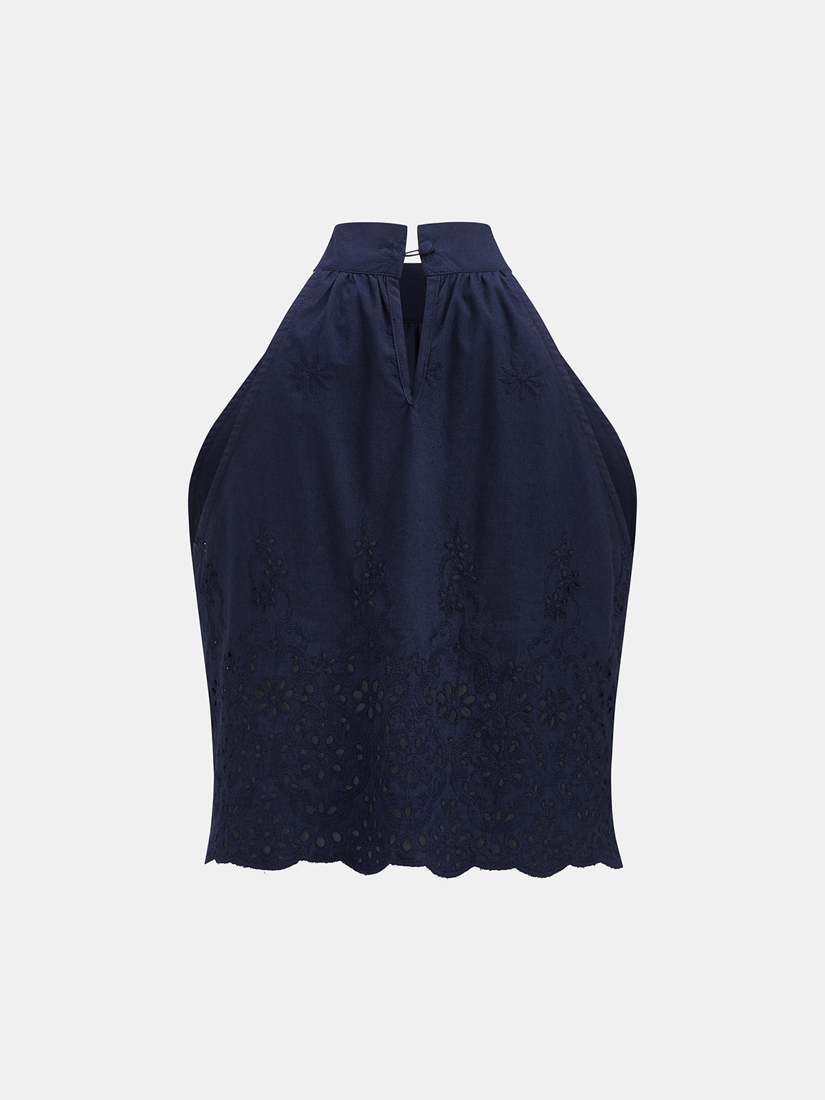 Eyelet Embroidery Top & Tie-Cuff Pants Set
