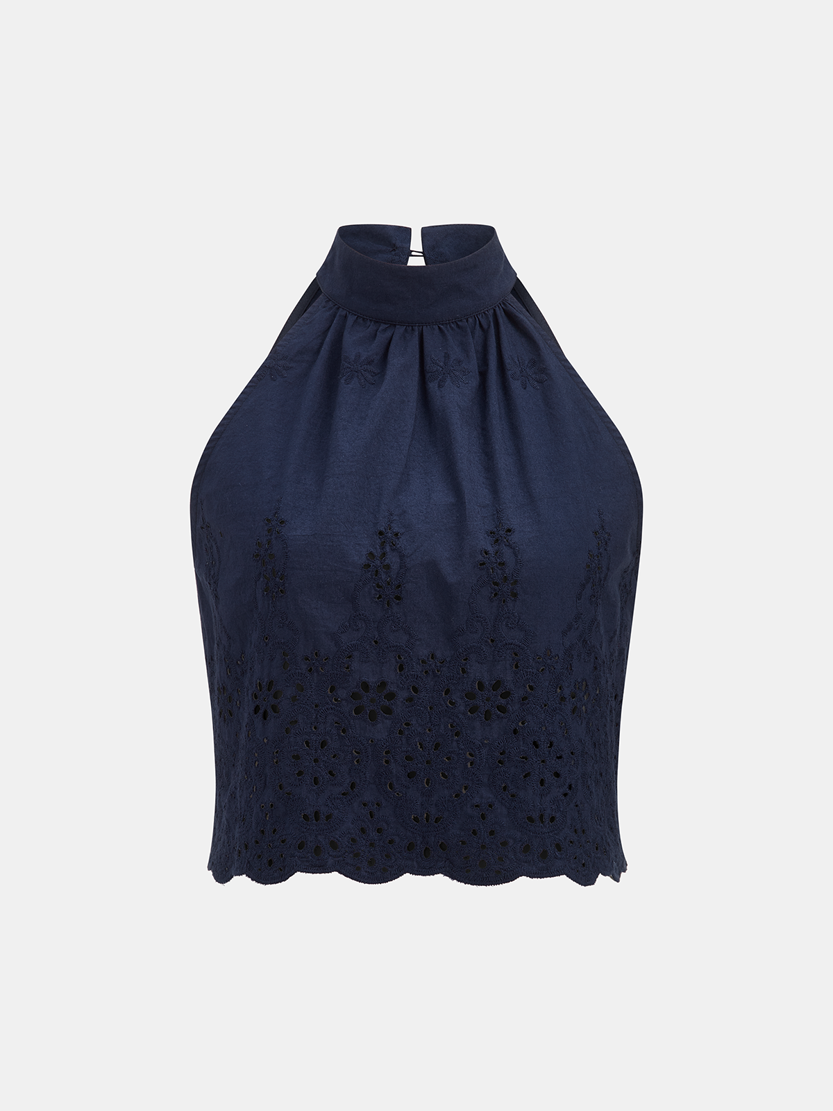 Eyelet Embroidery Top & Tie-Cuff Pants Set
