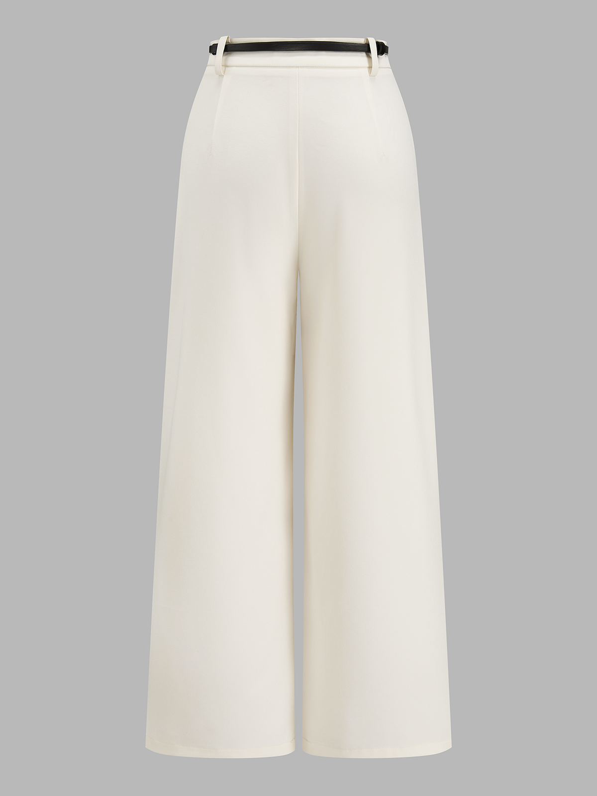 Mid Waist Belted Pleated Wide Leg Pants