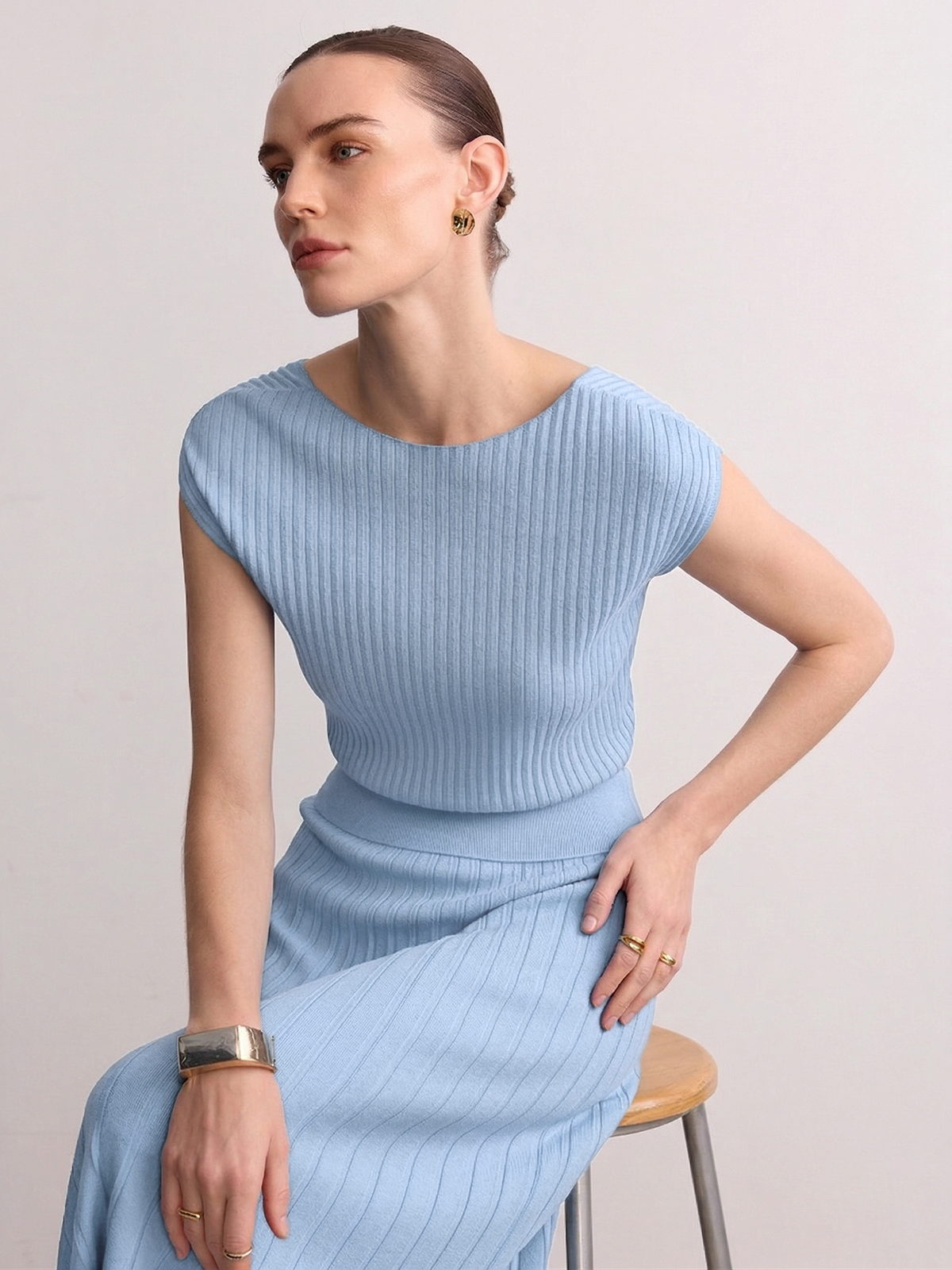 Ribbed Knit Maxi Skirt
