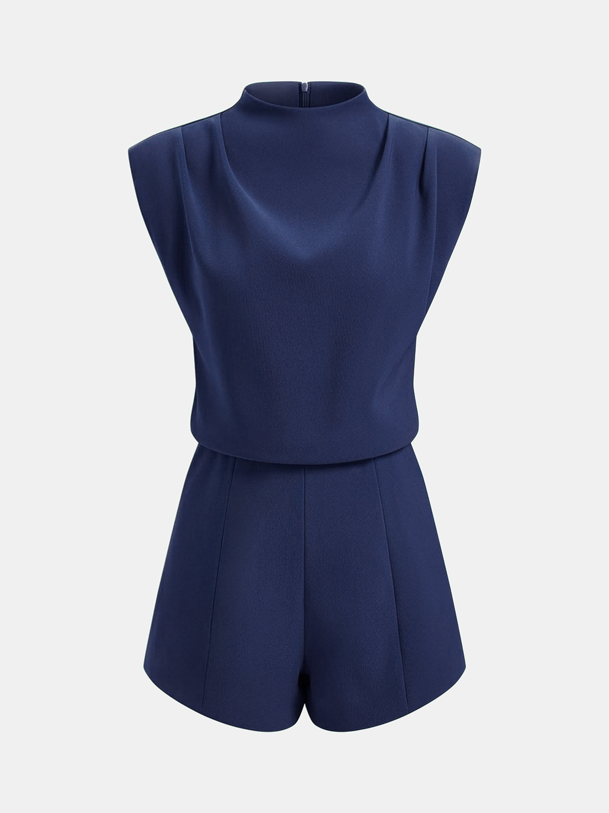 Draped Sleeveless Mock Neck Romper