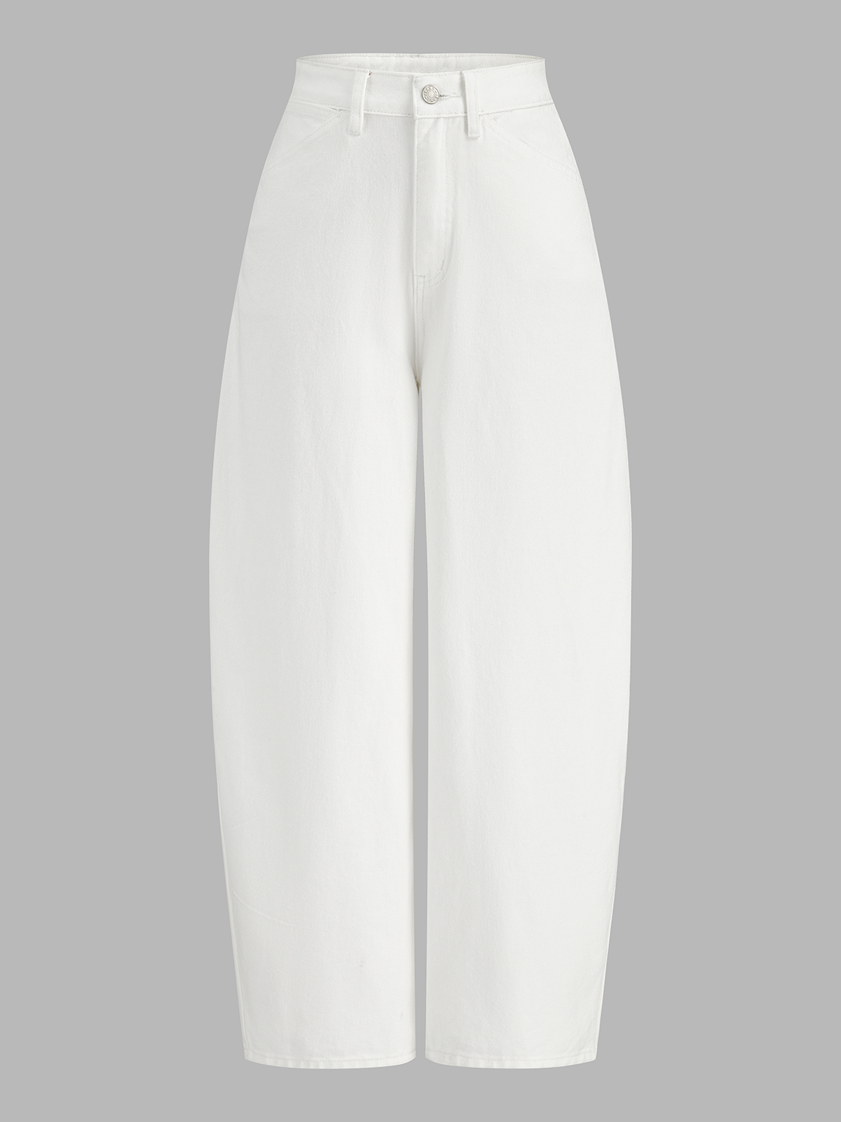 Mid-Waist Curved Leg Denim Pants