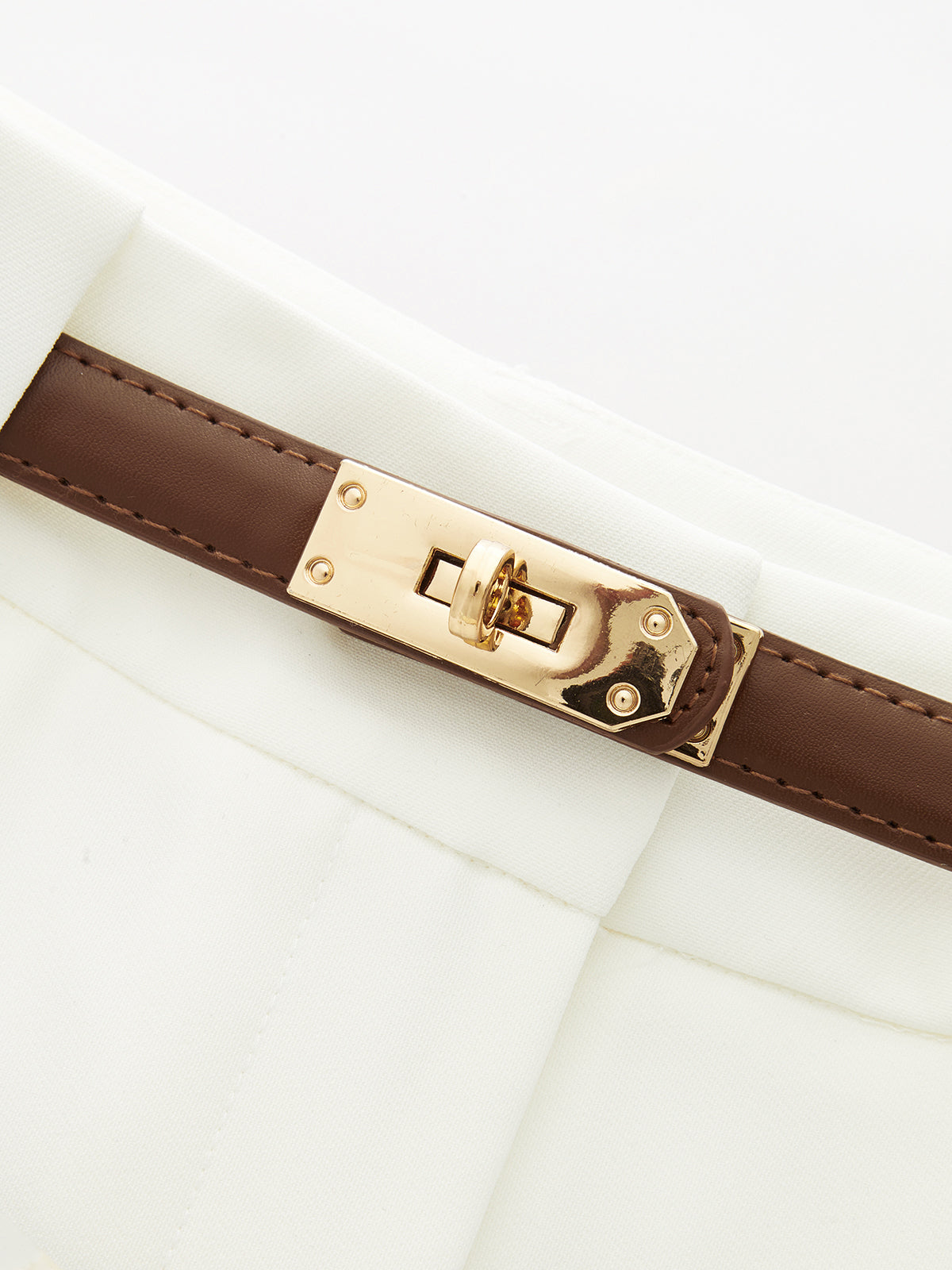 Belted Mid Waist Wide Leg Pants