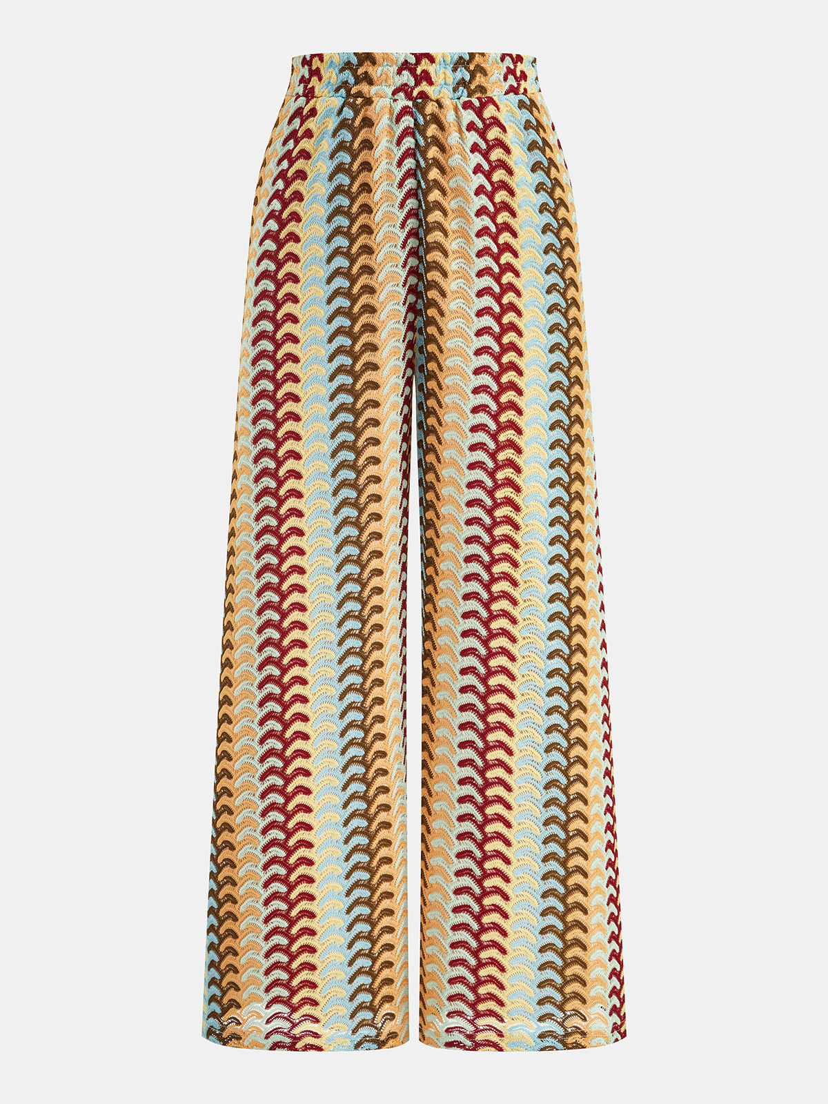 Multicolor One-Shoulder Knit Top & Pants Set