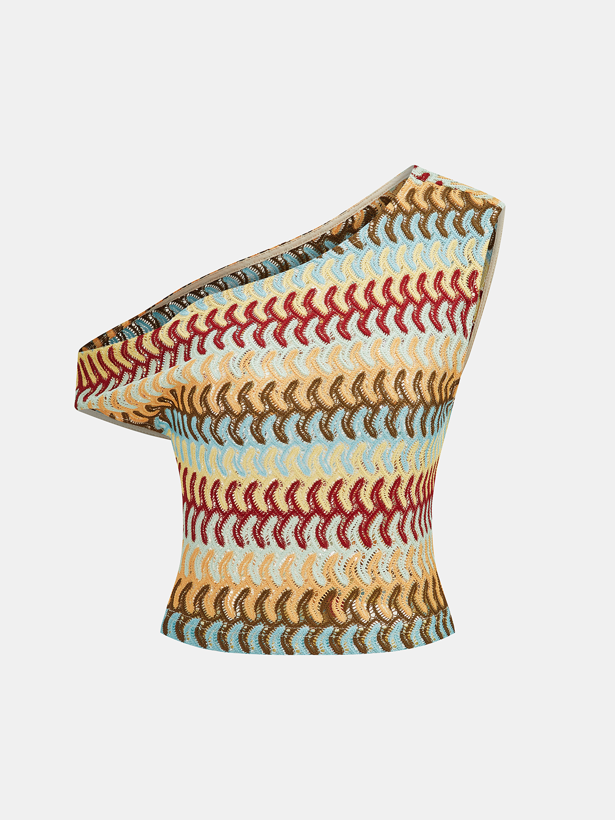 Multicolor One-Shoulder Knit Top & Pants Set