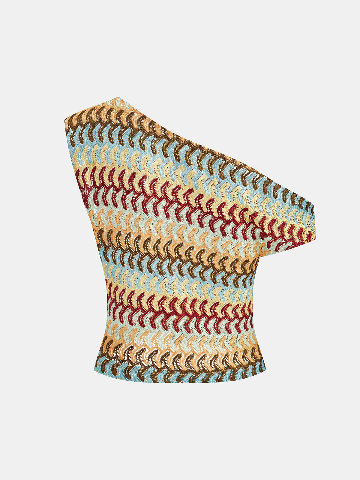 Multicolor One-Shoulder Knit Top & Pants Set