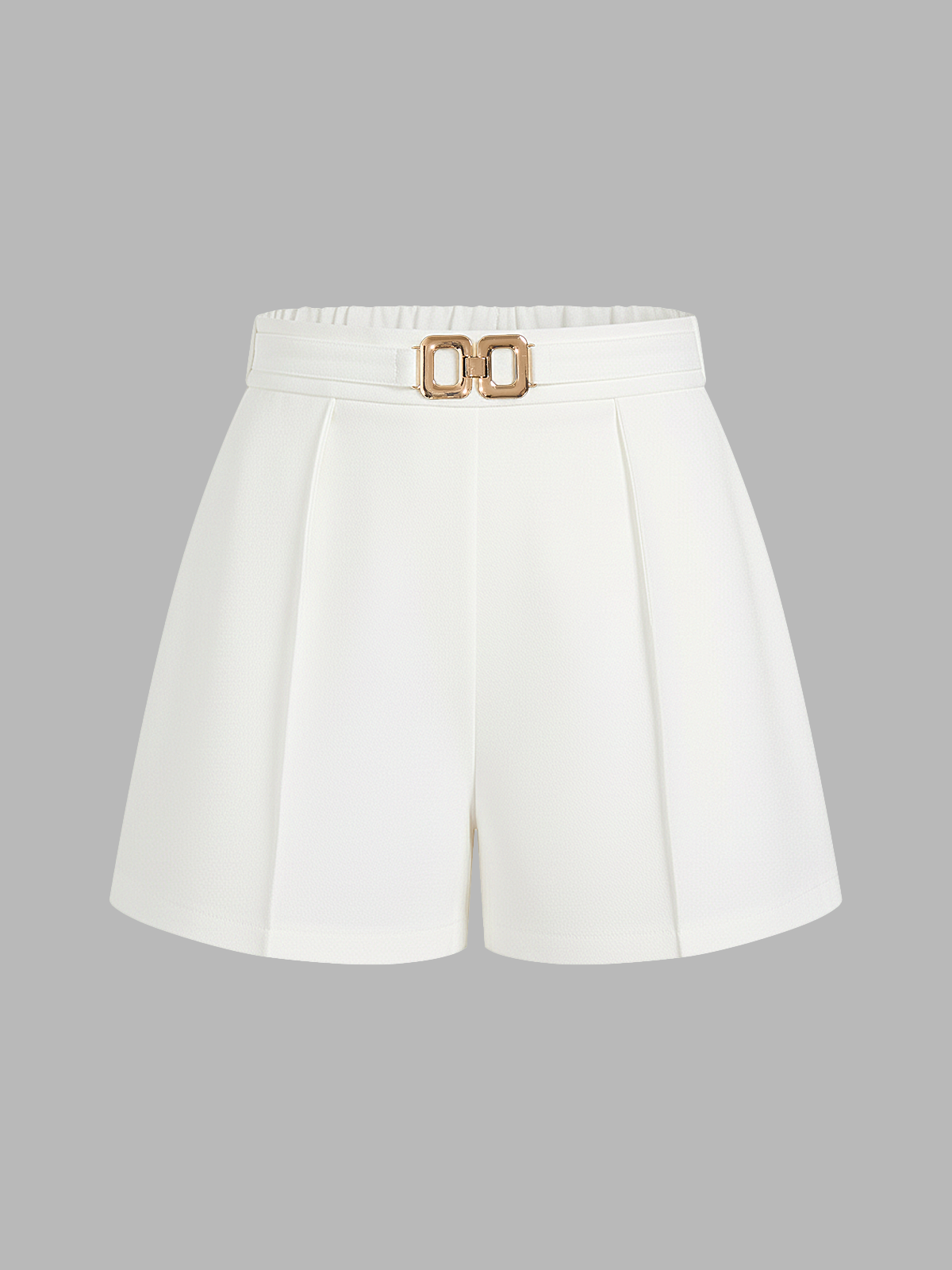 Mid Waist Metal Buckle A-Line Shorts