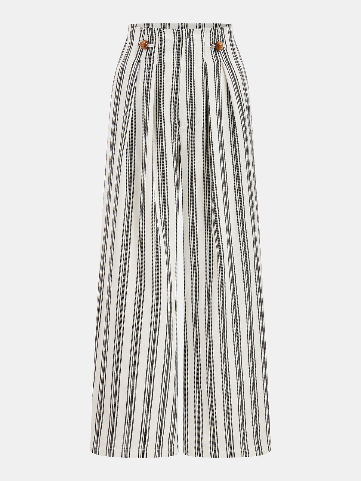 Cotton Linen Striped Wide Leg Pants
