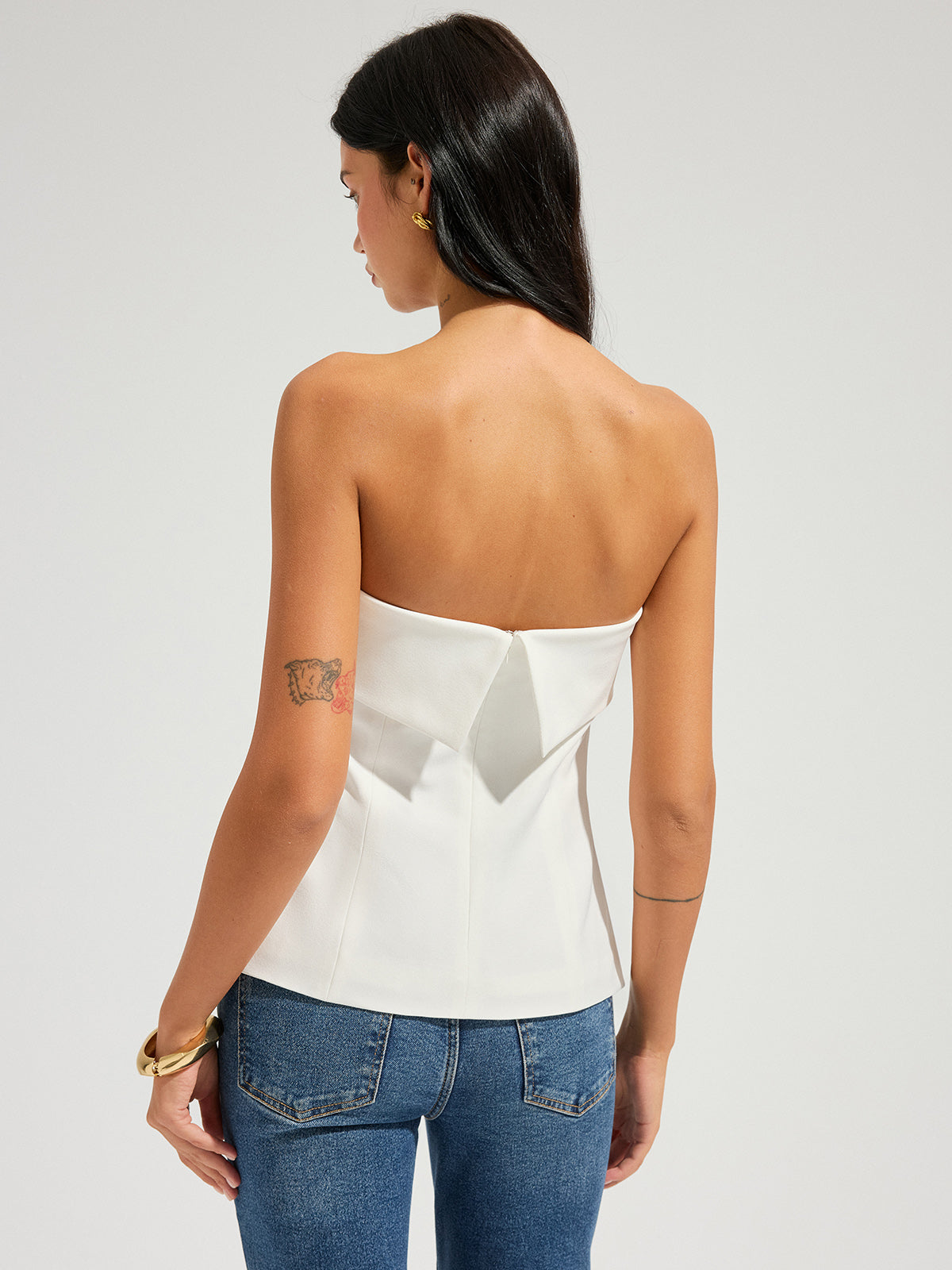 Strapless Foldover Side Slit Tube Top