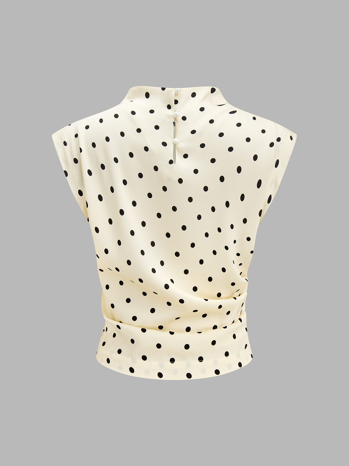 Polka Dot Sleeveless Ruched Blouse