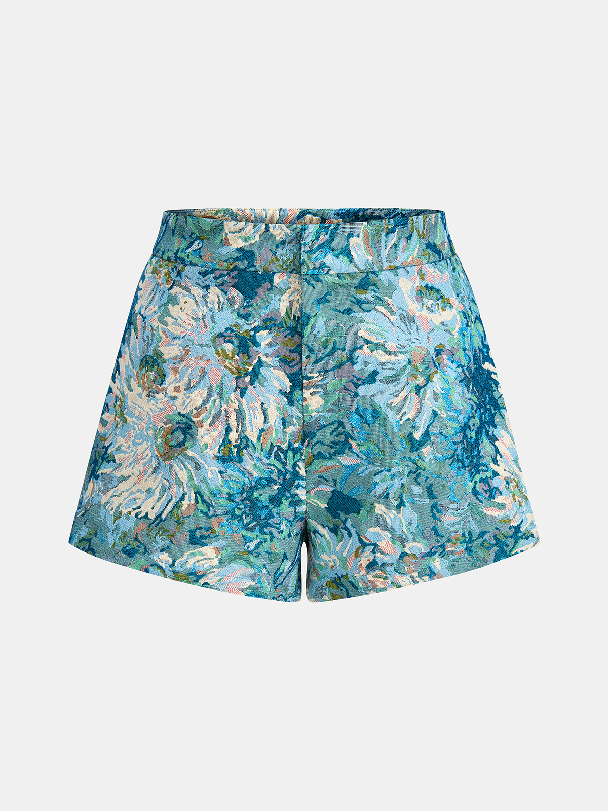Floral Jacquard Mid-Waist Shorts