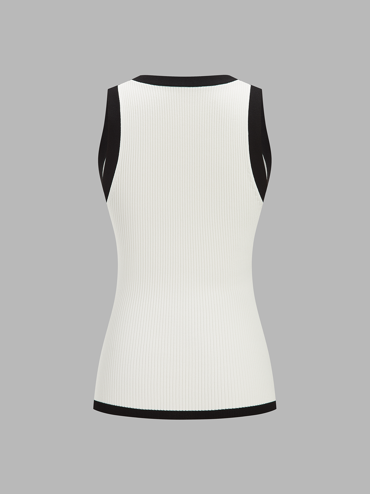 Contrast Trim Ribbed Knit Vest